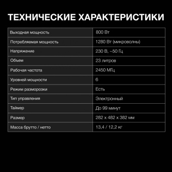 Микроволновая Печь Hyundai HYM-D2080 23л. 800Вт черный от магазина РЭССИ