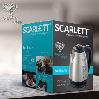 Чайник электрический Scarlett SC-EK21S20 1.8л. 1600Вт черный/серебристый (корпус: металл) от магазина РЭССИ