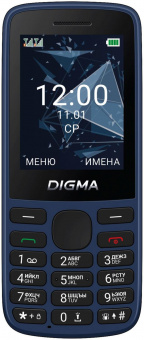 Мобильный телефон Digma A243 Linx 32Mb темно-синий моноблок 2Sim 2.4" 240x320 GSM900/1800 GSM1900 microSD max32Gb от магазина РЭССИ