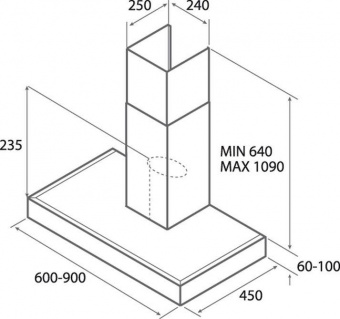Вытяжка каминная Jet Air Pola P 90 INX нержавеющая сталь управление: кнопочное (1 мотор) от магазина РЭССИ