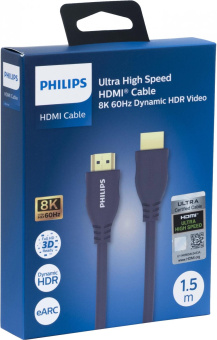 Кабель аудио-видео Philips 8K 60 Гц Ultra HD HDMI (m)/HDMI (m) 1.5м. позолоч.конт. серый (SWV7110C/56) от магазина РЭССИ