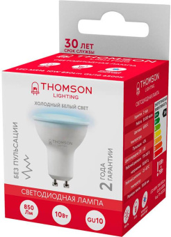 Лампа светодиодная Thomson TH-B2328 10Вт цок.:GU10 полусф. 220B 6500K св.свеч.бел.хол. MR16 (упак.:1шт) от магазина РЭССИ