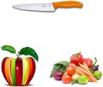 Нож кухонный Victorinox Swiss Classic (6.8006.19L9B) стальной разделочный для мяса лезв.190мм прямая заточка оранжевый блистер от магазина РЭССИ