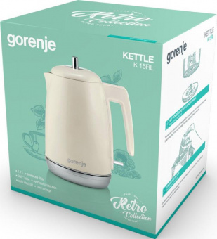 Чайник электрический Gorenje K15RL 1.7л. 2200Вт бежевый (корпус: металл/пластик) от магазина РЭССИ