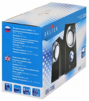 Колонки Оклик OK-116 2.0 черный 6Вт от магазина РЭССИ