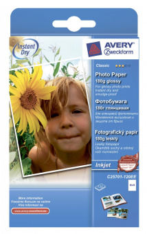 Фотобумага Avery Zweckform 25701-120ЕЕ 10x15/180г/м2/120л./белый глянцевое для струйной печати от магазина РЭССИ