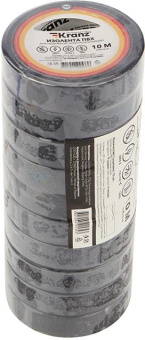 Изолента Kranz KR-09-2006 ш.15мм 10м черный (упак.:1шт) от магазина РЭССИ