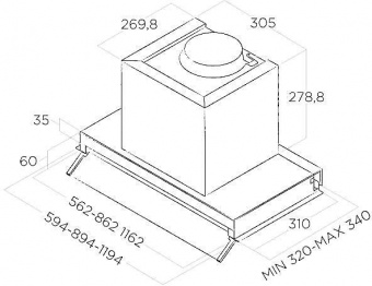 Вытяжка встраиваемая Elica Boxin LX/BL MAT/A/90 черный управление: поворотные переключатели (1 мотор) от магазина РЭССИ