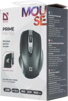 Мышь Defender Prime MB-053 черный оптическая 1600dpi silent беспров. USB для ноутбука 5but (52053) от магазина РЭССИ