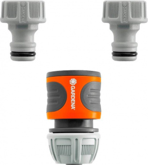 Коннектор Gardena 18286-20.000.00 Д.вх.1/2-5/8" Д.вых.3/4" (в компл.:3 предметапред.) серый/оранжевый от магазина РЭССИ