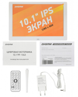 Фоторамка Digma 10.1" PF-1043 IPS 1280x800 белый пластик ПДУ Видео от магазина РЭССИ