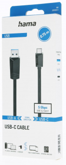 Кабель Hama H-200651 00200651 USB (m)-USB Type-C (m) 0.75м черный от магазина РЭССИ