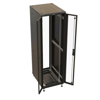 Шкаф коммутационный Hyperline (TTBR-4268-DD-RAL9004) напольный 42U 600x800мм пер.дв.перфор. задн.дв.перфор. 2 бок.пан. 800кг черный 710мм 2055мм IP20 сталь от магазина РЭССИ