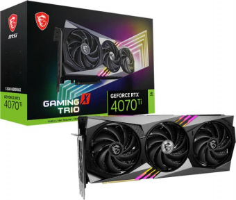 Видеокарта MSI PCI-E 4.0 RTX 4070 Ti GAMING X TRIO 12G NVIDIA GeForce RTX 4070TI 12288Mb 192 GDDR6X 2745/21000 HDMIx1 DPx3 HDCP Ret от магазина РЭССИ
