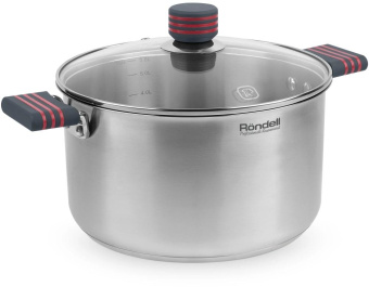 Кастрюля Rondell Stripes RDS-1281 5.8л. d=24см (с крышкой) стальной от магазина РЭССИ