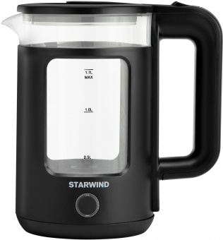 Чайник электрический Starwind SKG1053 1.7л. 1800Вт черный (корпус: стекло) от магазина РЭССИ