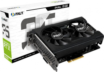 Видеокарта Palit PCI-E 4.0 PA-RTX3050 DUAL NVIDIA GeForce RTX 3050 8192Mb 128 GDDR6 1552/14000 HDMIx1 DPx3 HDCP Ret от магазина РЭССИ