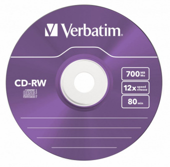 Диск CD-RW Verbatim 700Mb 12x Slim case (5шт) Color (43167) от магазина РЭССИ