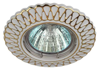 Светильник штампованный MR16,12V/220V, 50W белый/золото ST4 GD/WH от магазина РЭССИ