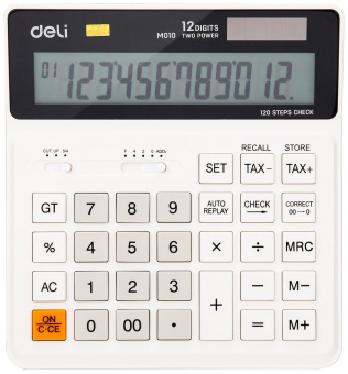 Калькулятор бухгалтерский Deli EM01010 белый 12-разр. от магазина РЭССИ