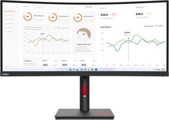 Монитор Lenovo 34" ThinkVision T34w-30 черный IPS LED 4ms 21:9 HDMI M/M матовая HAS Piv 3000:1 350cd 178гр/178гр 3440x1440 60Hz DP QHD USB 9.5кг от магазина РЭССИ