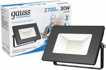 Прожектор уличный Gauss Elementary 613100330 светодиодный 30Вт корп.алюм.черный от магазина РЭССИ