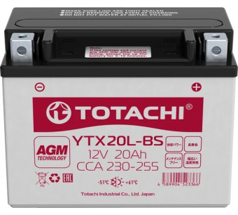 Аккумуляторная батарея TOTACHI CMF 20 а/ч YTX20L-BS L 90020 от магазина РЭССИ