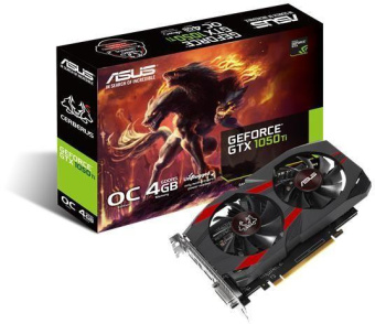 Видеокарта Asus PCI-E CERBERUS-GTX1050TI-O4G NVIDIA GeForce GTX 1050TI 4096Mb 128 GDDR5 1366/7008 DVIx1 HDMIx1 DPx1 HDCP Ret от магазина РЭССИ