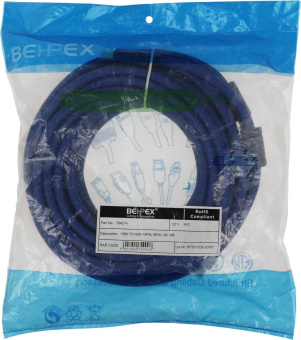 Кабель аудио-видео HDMI (m)/HDMI (m) 10м. феррит.кольца позолоч.конт. синий от магазина РЭССИ