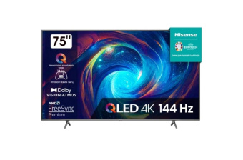 Телевизор QLED Hisense 75" 75E7KQ черный 4K Ultra HD 60Hz DVB-T DVB-T2 DVB-C DVB-S DVB-S2 USB 2.0 WiFi Smart TV от магазина РЭССИ