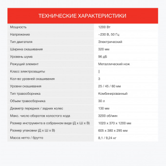 Газонокосилка роторная Starwind ELM-1200 1200Вт от магазина РЭССИ
