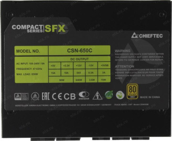 Блок питания Chieftec SFX 650W Compact CSN-650C 80+ gold (20+4pin) APFC 80mm fan 6xSATA Cab Manag RTL от магазина РЭССИ