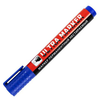 Перманентный маркер BRAUBERG ULTRA MARKER синий 3.5 мм с клипом 152206 от магазина РЭССИ
