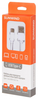 Кабель SunWind USB (m)-USB Type-C (m) 1м белый блистер от магазина РЭССИ