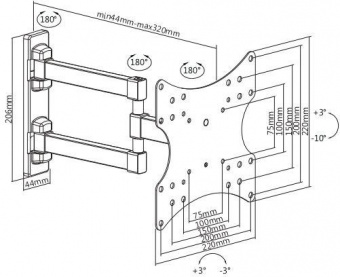 Кронштейн для телевизора Ultramounts UM867W белый 23"-42" макс.20кг настенный поворот и наклон от магазина РЭССИ