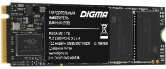 Накопитель SSD Digma PCI-E 3.0 x4 1Tb DGSM3001TM23T MEGA M2 M.2 2280 от магазина РЭССИ