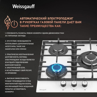 Газовая варочная поверхность Weissgauff HGG 451 WFV белый от магазина РЭССИ