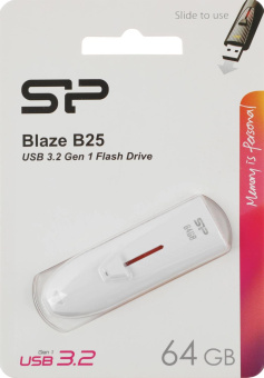 Флеш Диск Silicon Power 64Gb Blaze B25 SP064GBUF3B25V1W USB3.0 белый от магазина РЭССИ