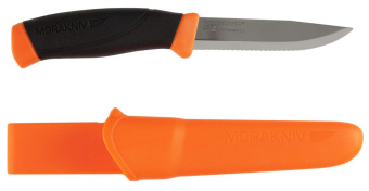 Нож Morakniv Companion F Serrated (11829) стальной лезв.103мм серрейт. заточка черный/оранжевый от магазина РЭССИ