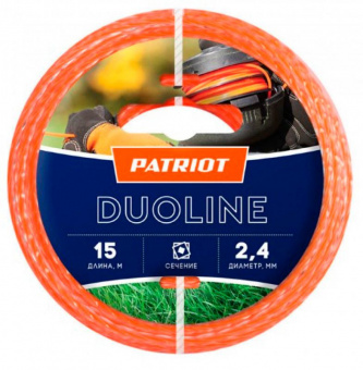 Леска для садовых триммеров Patriot Duoline d=2.4мм L=15м (805401161) от магазина РЭССИ
