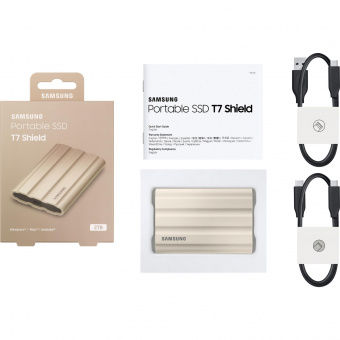 Накопитель SSD Samsung Original USB-C 2Tb MU-PE2T0K/WW Shield T7 1.8" бежевый от магазина РЭССИ