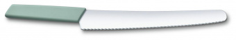 Нож кухонный Victorinox Swiss Modern (6.9076.26W44B) стальной для хлеба лезв.260мм серрейт. заточка зеленый блистер от магазина РЭССИ