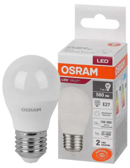 Лампа светодиодная шар LED 7 Вт E27 4000К 560Лм 220 В (замена 60Вт) OSRAM от магазина РЭССИ