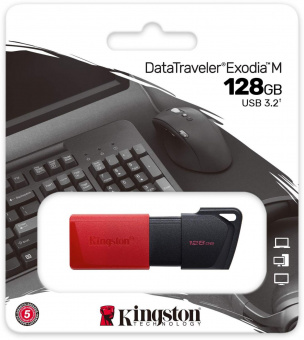 Флеш Диск Kingston 128Gb DataTraveler Exodia M DTXM/128GB USB3.0 черный/черный от магазина РЭССИ