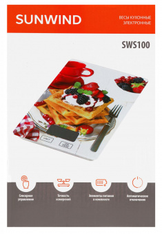 Весы кухонные электронные SunWind SWS100 макс.вес:5кг рисунок/вафли от магазина РЭССИ