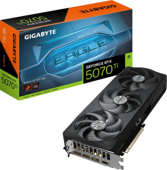 Видеокарта Gigabyte PCI-E GV-N507TEAGLE OC-16GD 1.0 NVIDIA GeForce RTX 5070TI 16Gb 256bit GDDR7 2542/28000 HDMIx1 DPx3 HDCP Ret от магазина РЭССИ