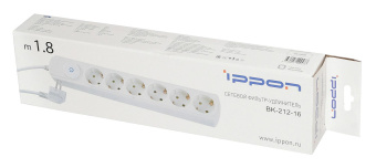 Сетевой фильтр Ippon BK212-16 1.8м (6 розеток) белый (коробка) от магазина РЭССИ