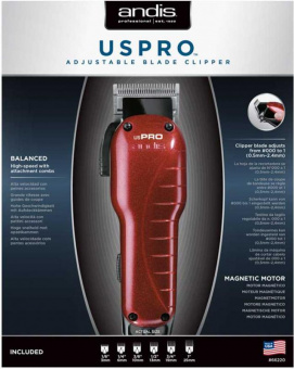Машинка для стрижки Andis US-1 Pro Adjustable Blade Clipper красный (насадок в компл:6шт) от магазина РЭССИ