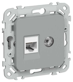 FLITE Розетка 2-местная RJ45/TV категория 5Е UTP РКТВ5е-2-0-ФлС серый IEK от магазина РЭССИ