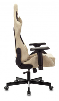 Кресло игровое Zombie VIKING 7 KNIGHT Fabric коричневый/бежевый текстиль/эко.кожа с подголов. крестов. металл от магазина РЭССИ